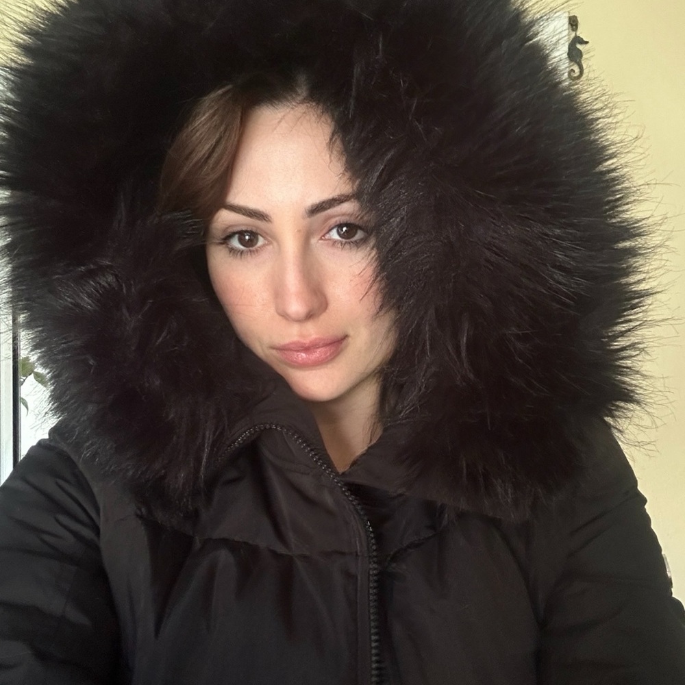 Chic Black Fur-Trimmed Hooded Coat